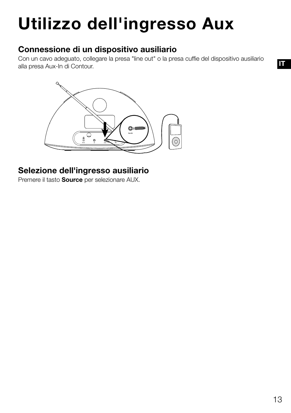 Utilizzo dell'ingresso aux | Pure Contour D1 User Manual | Page 75 / 124
