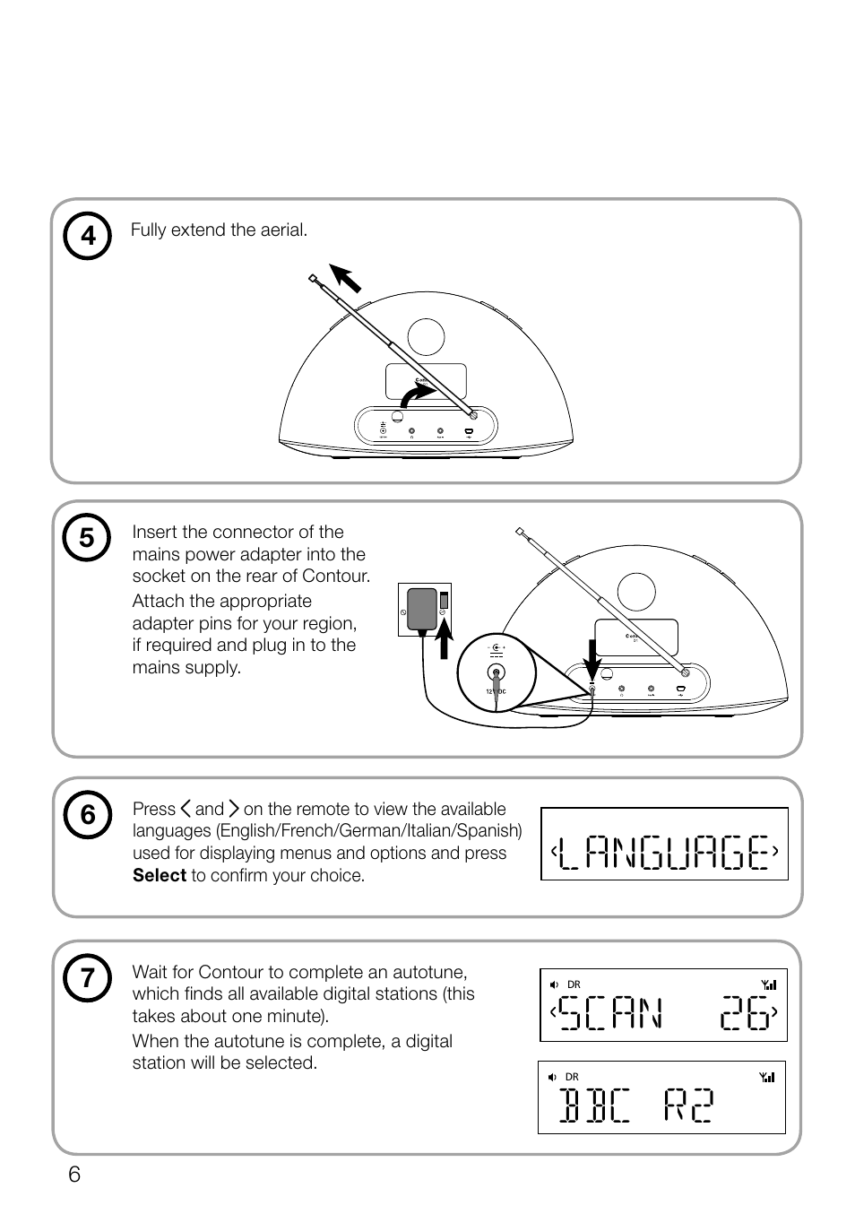 Language, Scan 26, Bbc r2 | Pure Contour D1 User Manual | Page 8 / 124