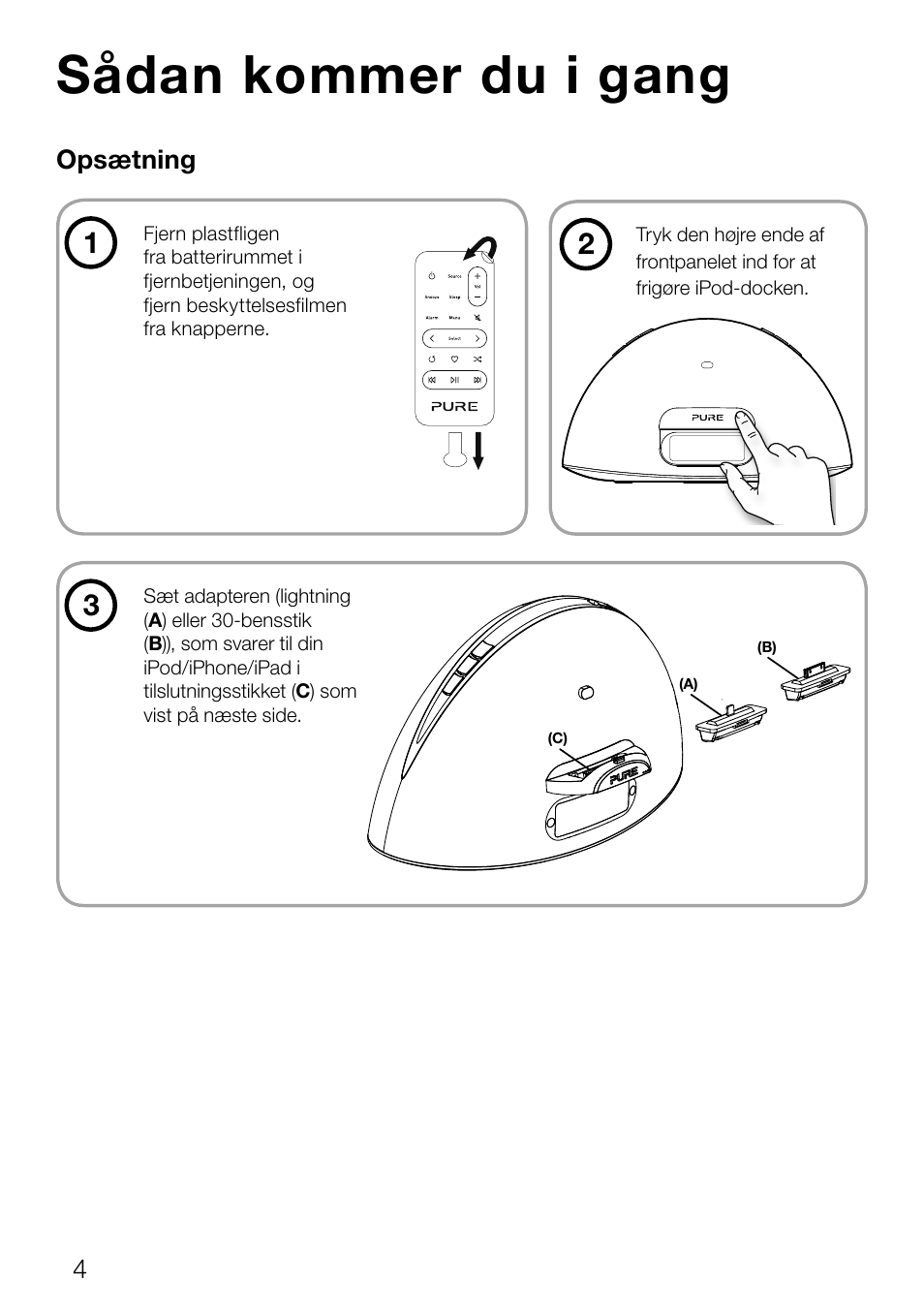 Sådan kommer du i gang | Pure Contour D1 User Manual | Page 86 / 124