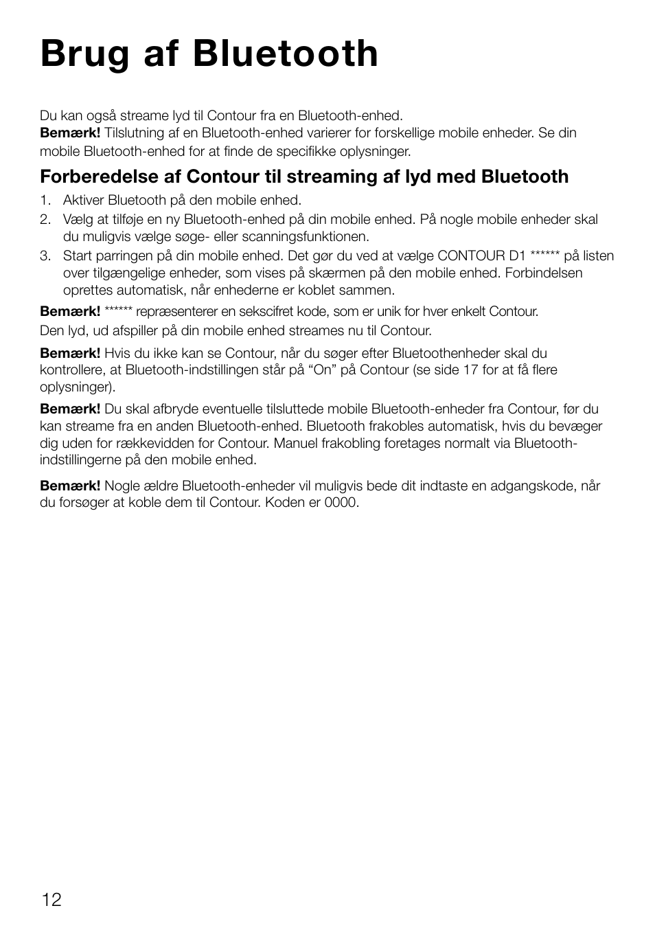 Brug af bluetooth | Pure Contour D1 User Manual | Page 94 / 124