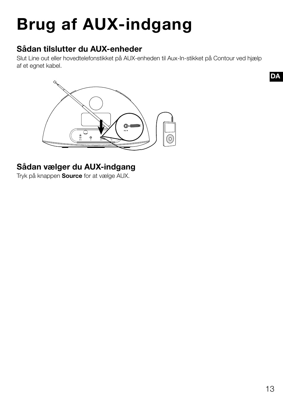 Brug af aux­indgang | Pure Contour D1 User Manual | Page 95 / 124