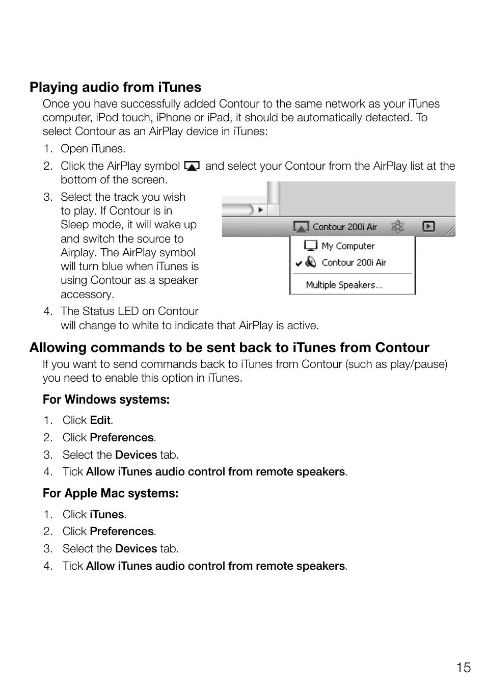 15 playing audio from itunes | Pure Contour 200i Air User Manual | Page 18 / 28