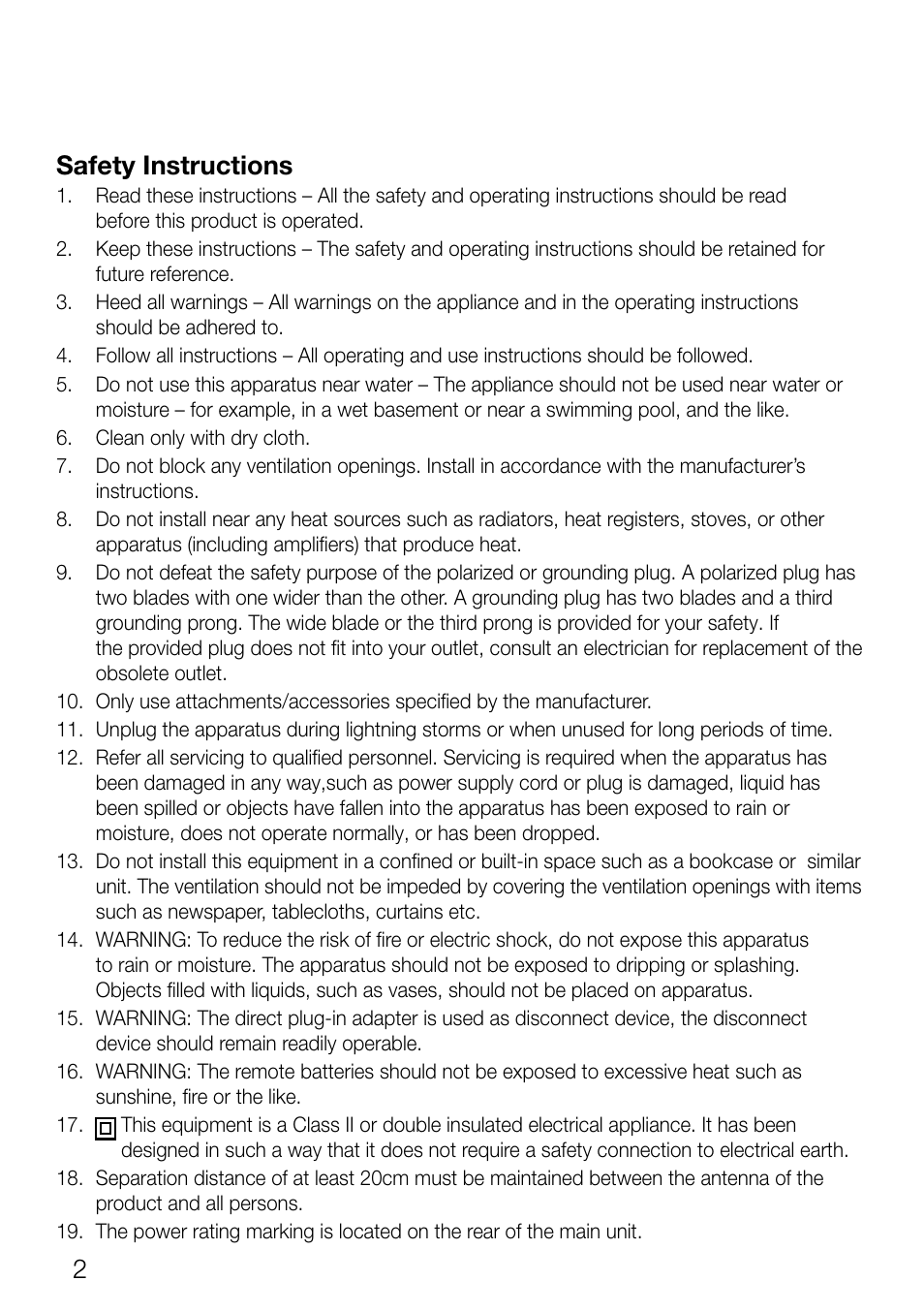 2safety instructions | Pure Contour 200i Air User Manual | Page 5 / 28