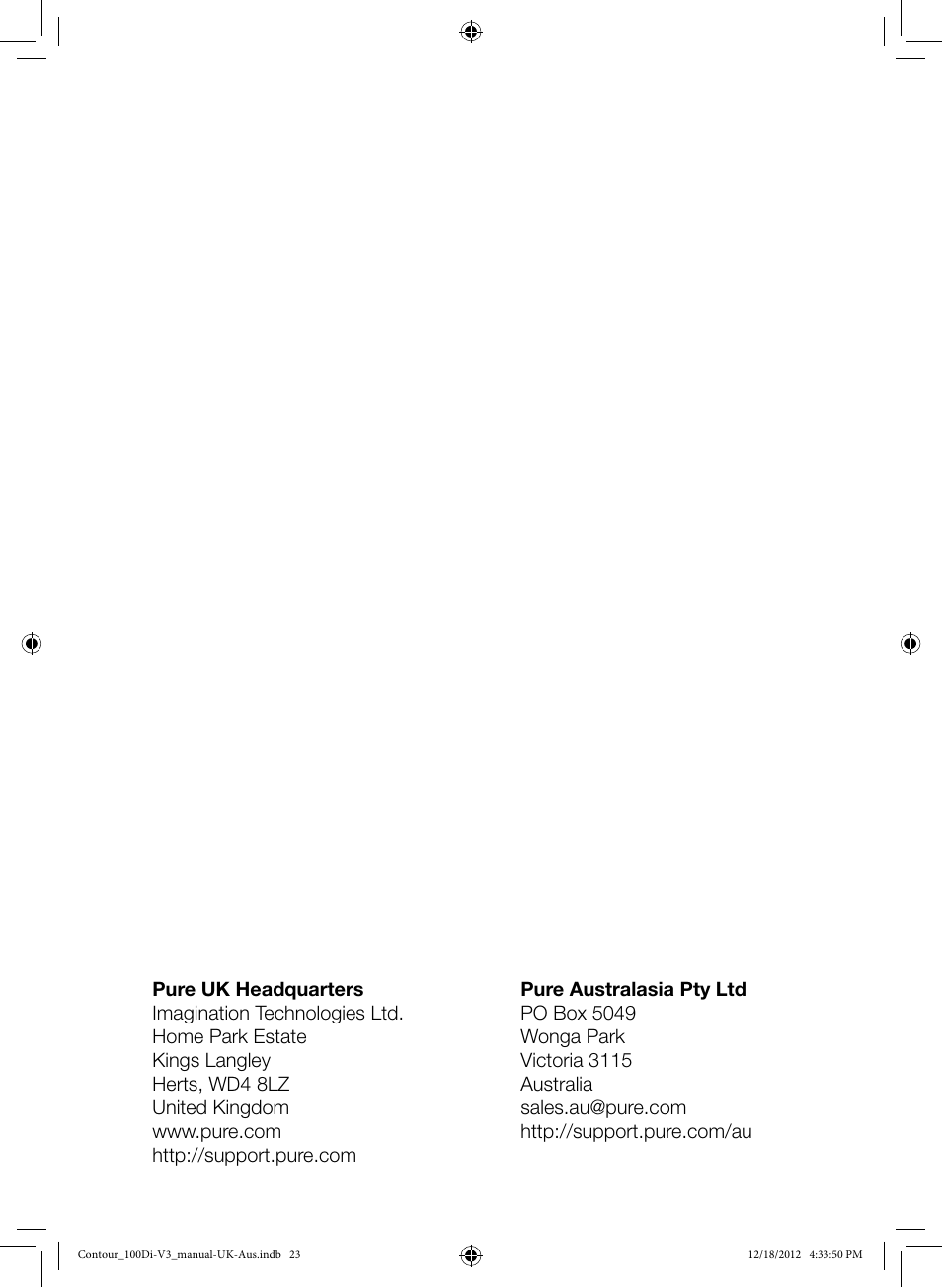 Pure Contour 100Di User Manual | Page 19 / 20