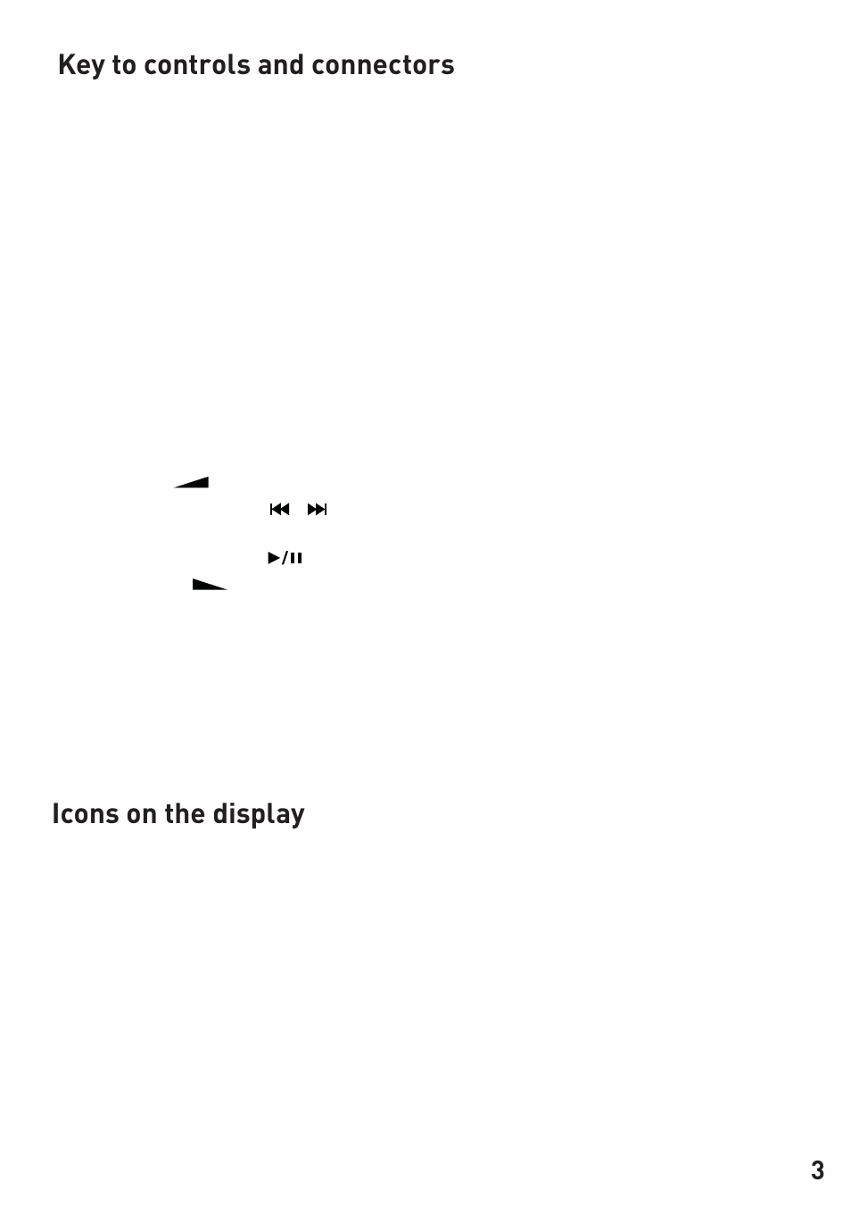 Key to controls and connectors, Icons on the display | Pure Chronos iDock User Manual | Page 5 / 17