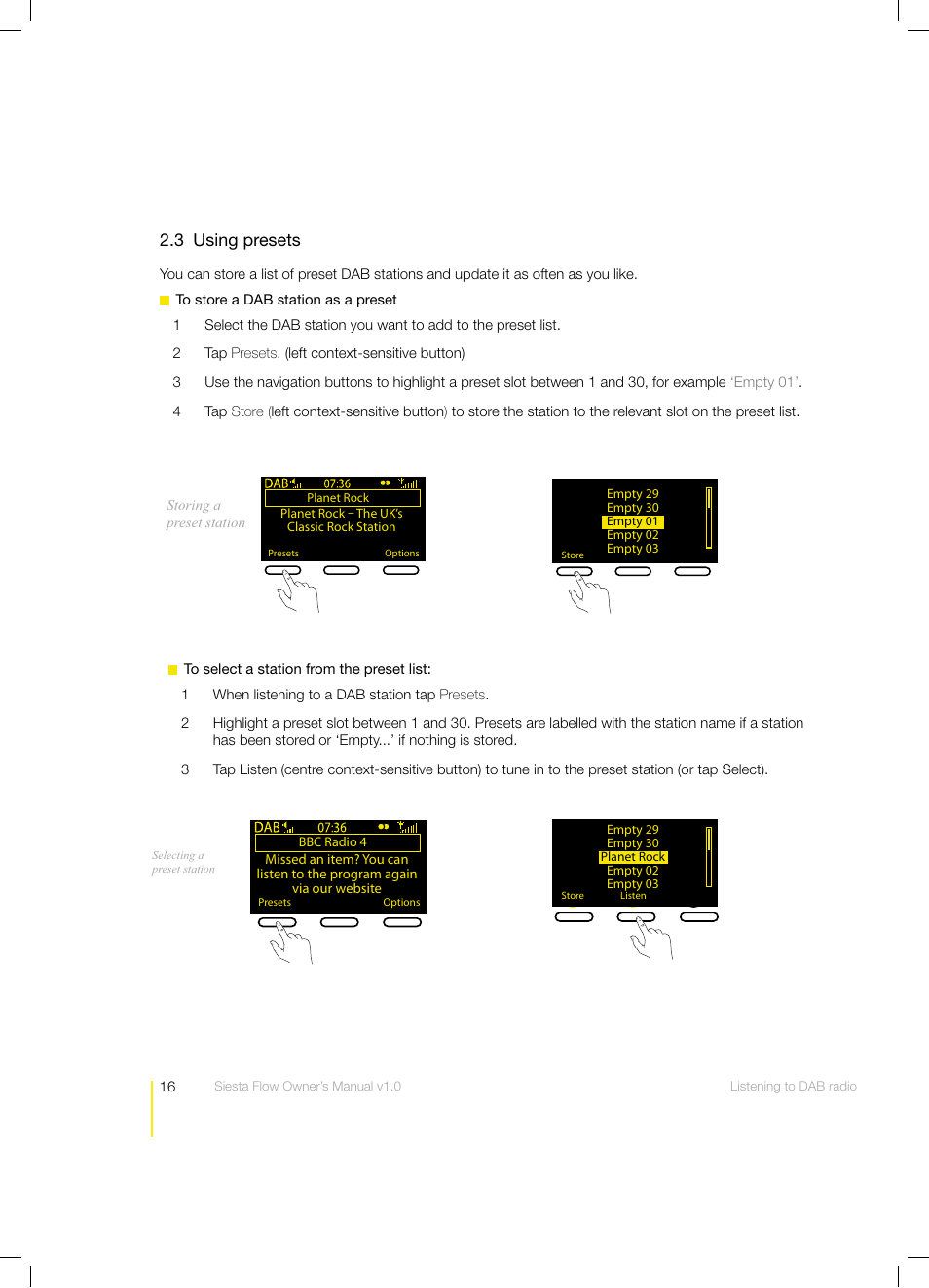 3 using presets | Pure Siesta Flow - User Guide User Manual | Page 16 / 45