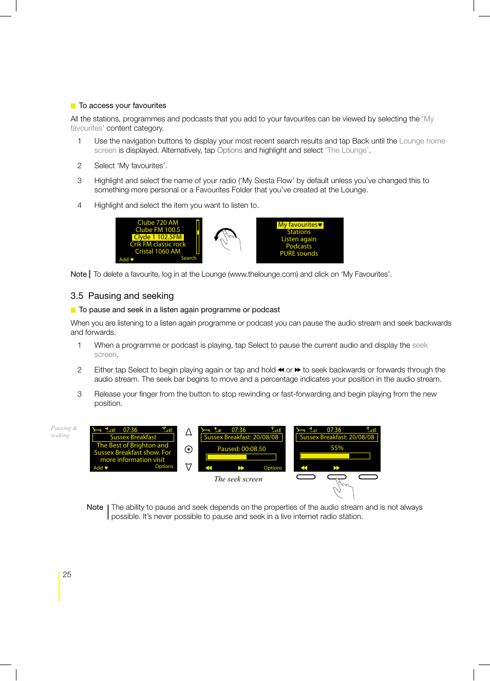 5 pausing and seeking | Pure Siesta Flow - User Guide User Manual | Page 25 / 45