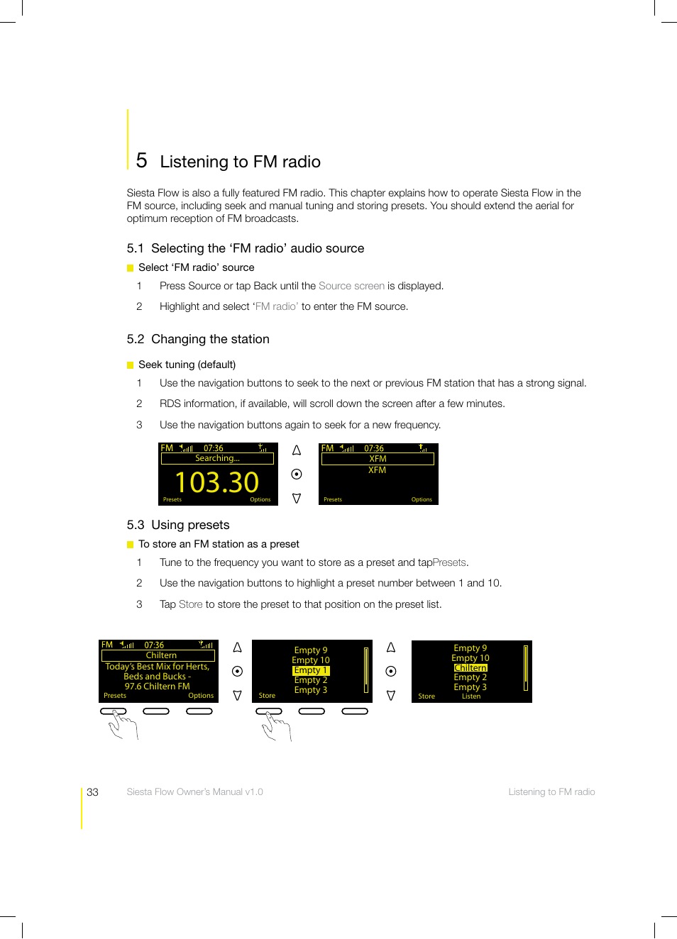 Listening to fm radio | Pure Siesta Flow - User Guide User Manual | Page 33 / 45