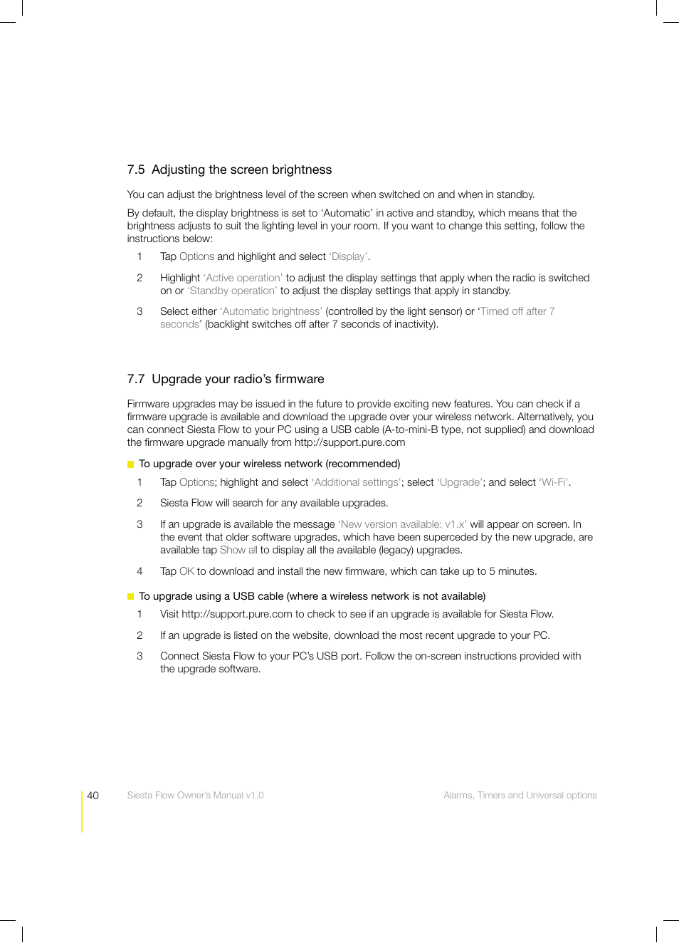 Pure Siesta Flow - User Guide User Manual | Page 40 / 45