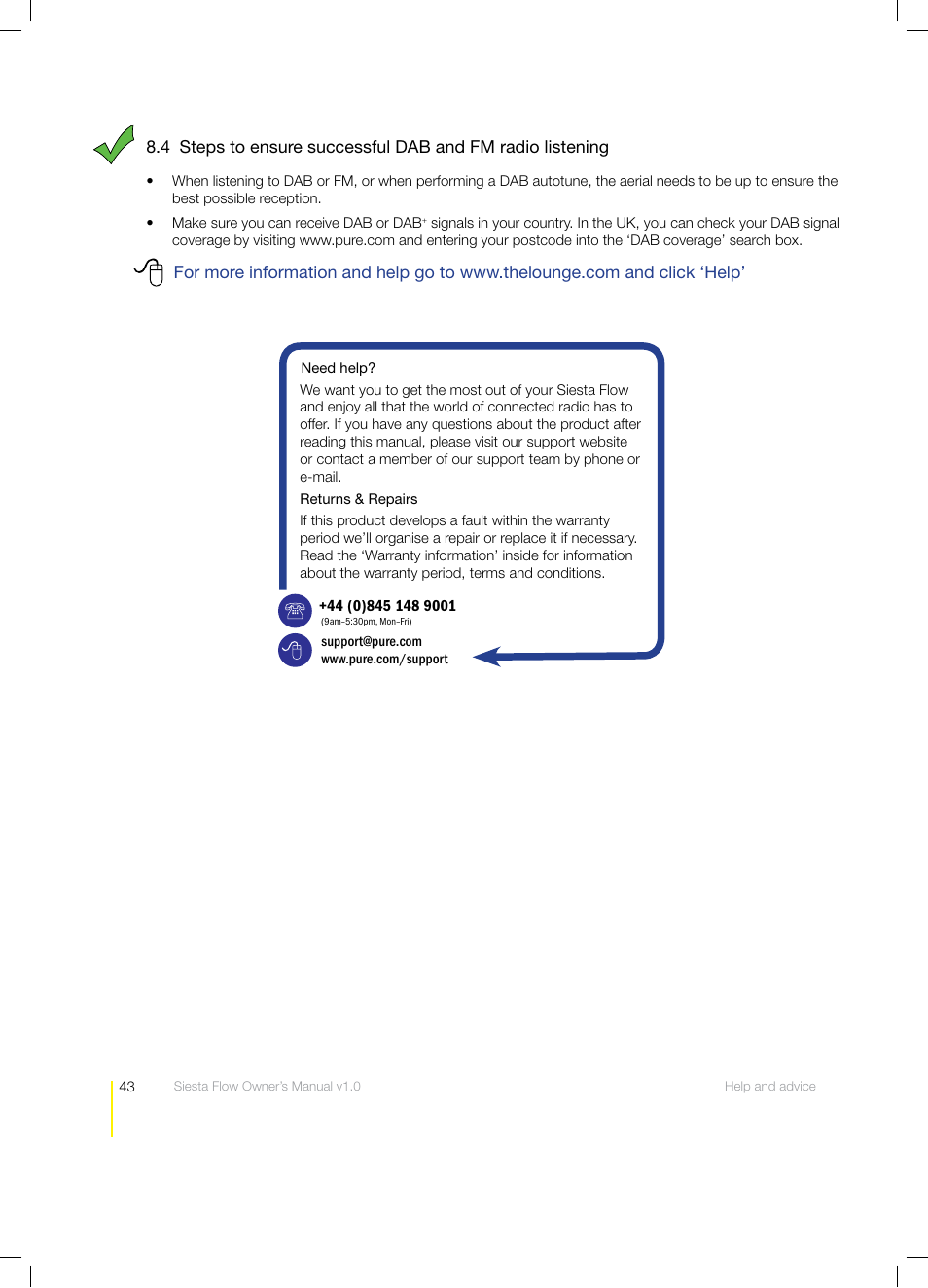 Pure Siesta Flow - User Guide User Manual | Page 43 / 45