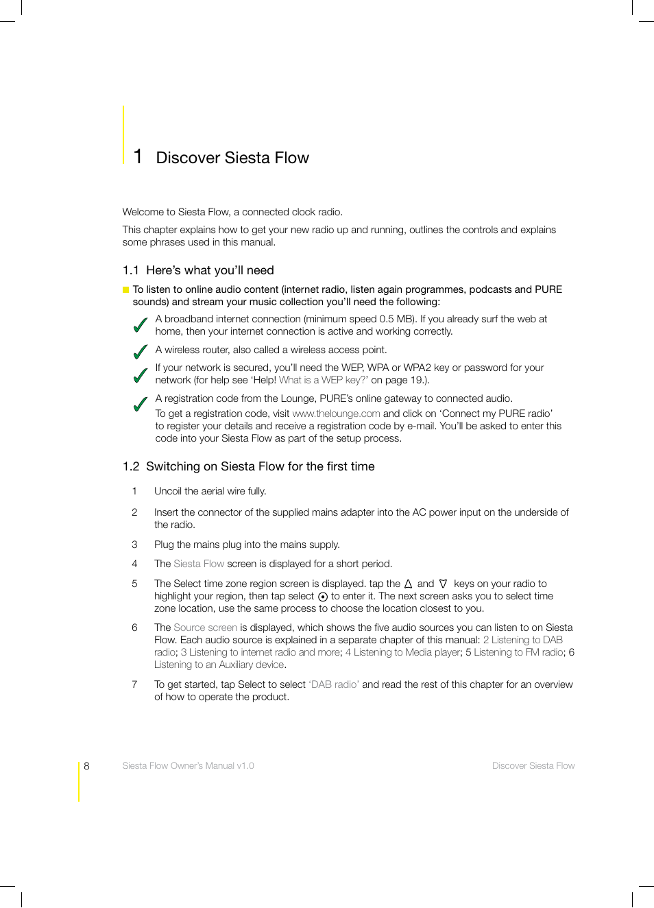 Discover siesta flow | Pure Siesta Flow - User Guide User Manual | Page 8 / 45