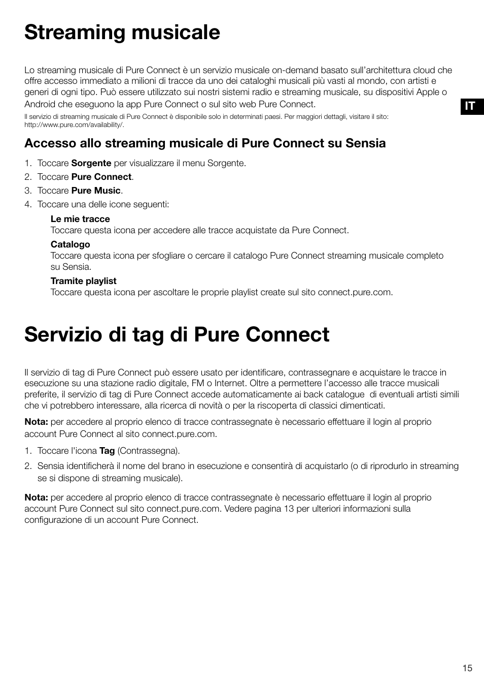 Streaming musicale, Servizio di tag di pure connect | Pure Sensia 200D Connect User Manual | Page 105 / 180