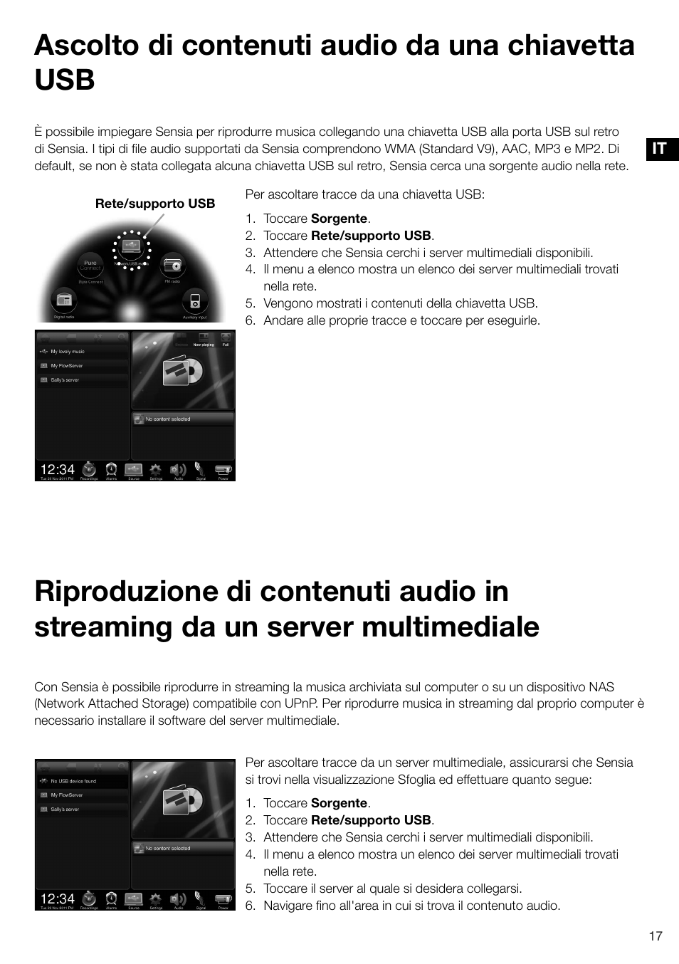 Ascolto di contenuti audio da una chiavetta usb | Pure Sensia 200D Connect User Manual | Page 107 / 180