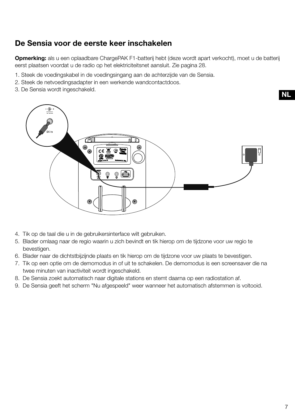 De sensia voor de eerste keer inschakelen | Pure Sensia 200D Connect User Manual | Page 155 / 180