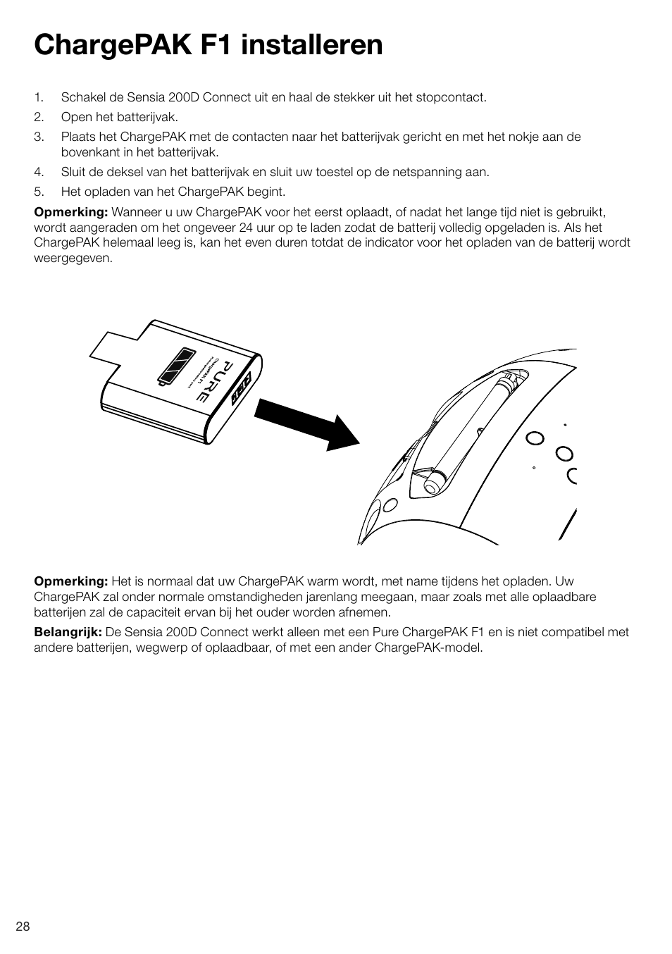 Chargepak f1 installeren | Pure Sensia 200D Connect User Manual | Page 176 / 180