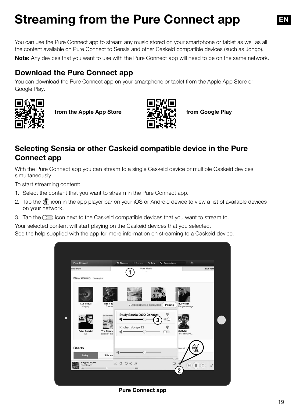 Streaming from the pure connect app | Pure Sensia 200D Connect User Manual | Page 21 / 180