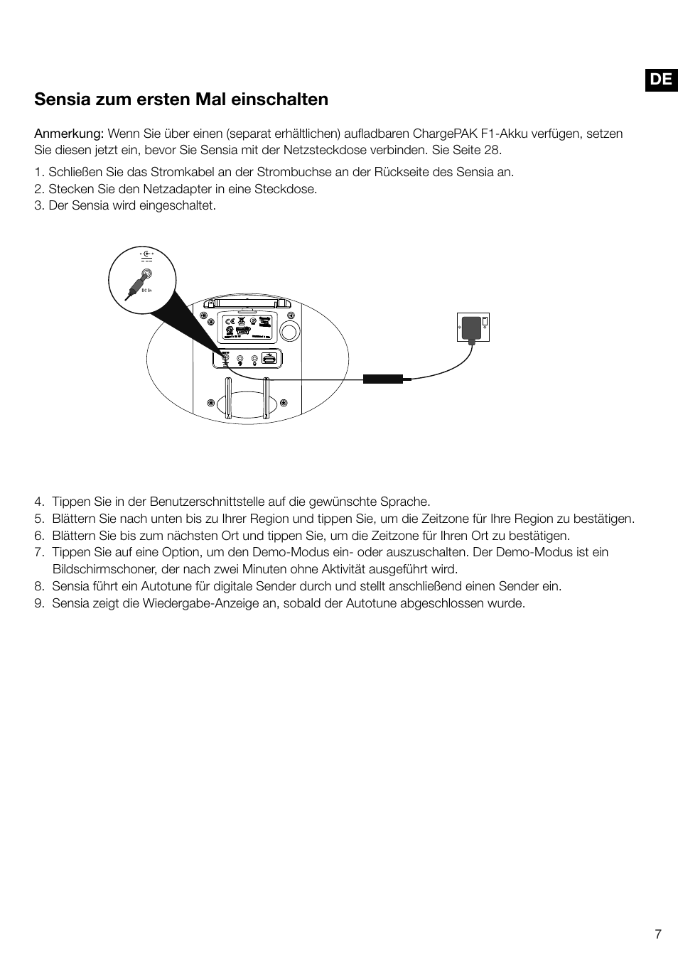 Sensia zum ersten mal einschalten | Pure Sensia 200D Connect User Manual | Page 37 / 180