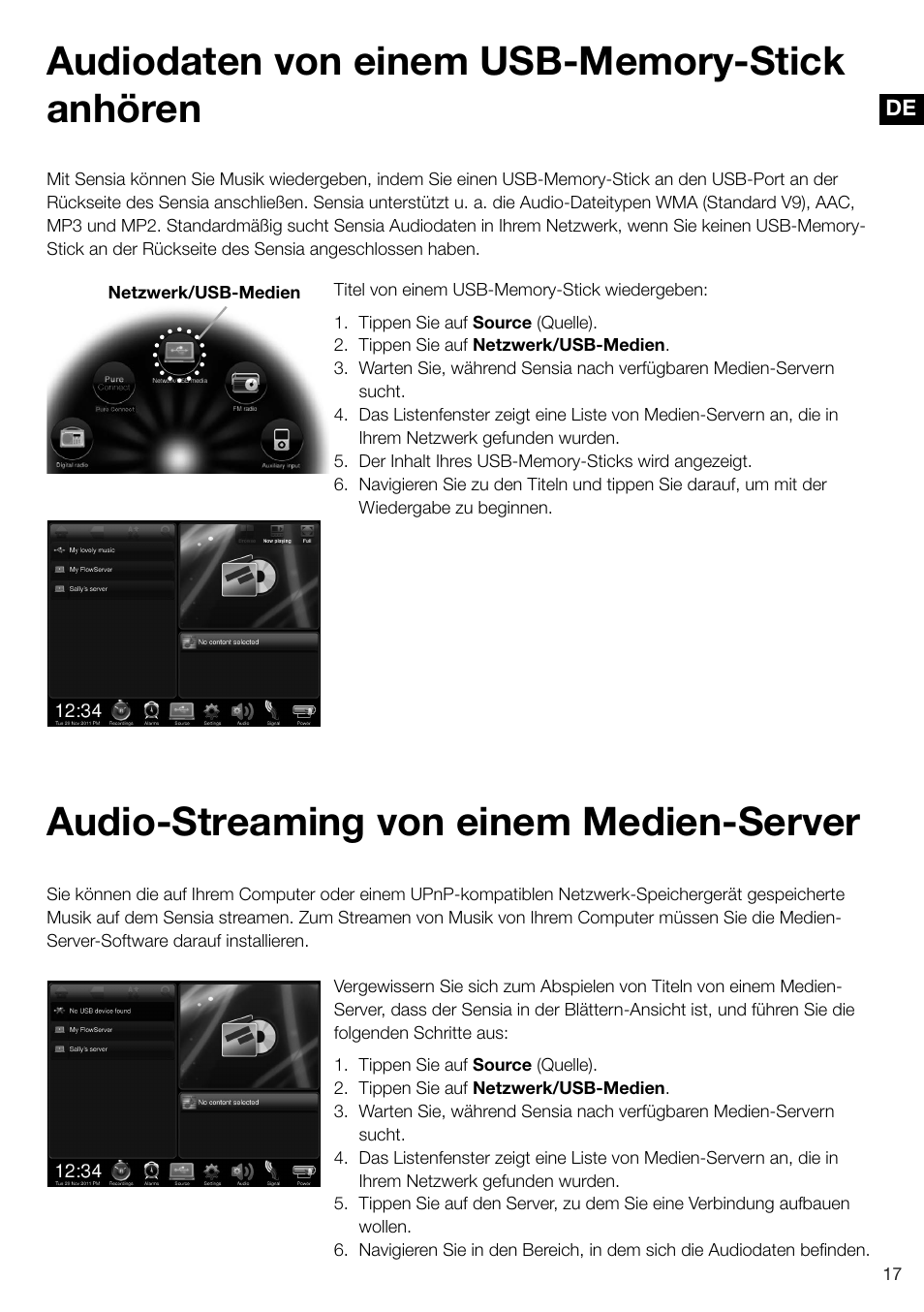 Audio-streaming von einem medien-server | Pure Sensia 200D Connect User Manual | Page 47 / 180