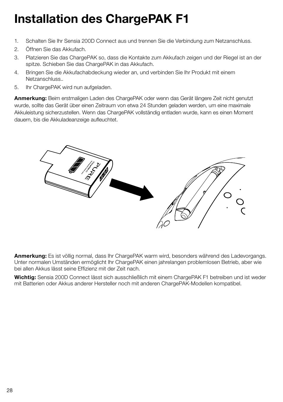 Installation des chargepak f1 | Pure Sensia 200D Connect User Manual | Page 58 / 180