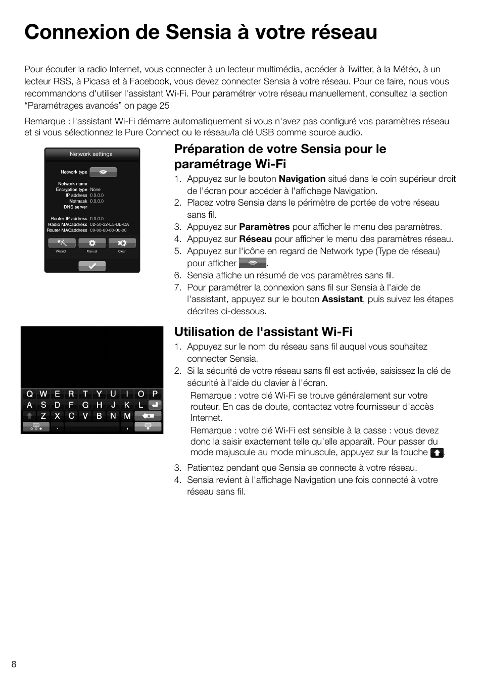 Connexion de sensia à votre réseau, Utilisation de l'assistant wi-fi | Pure Sensia 200D Connect User Manual | Page 68 / 180