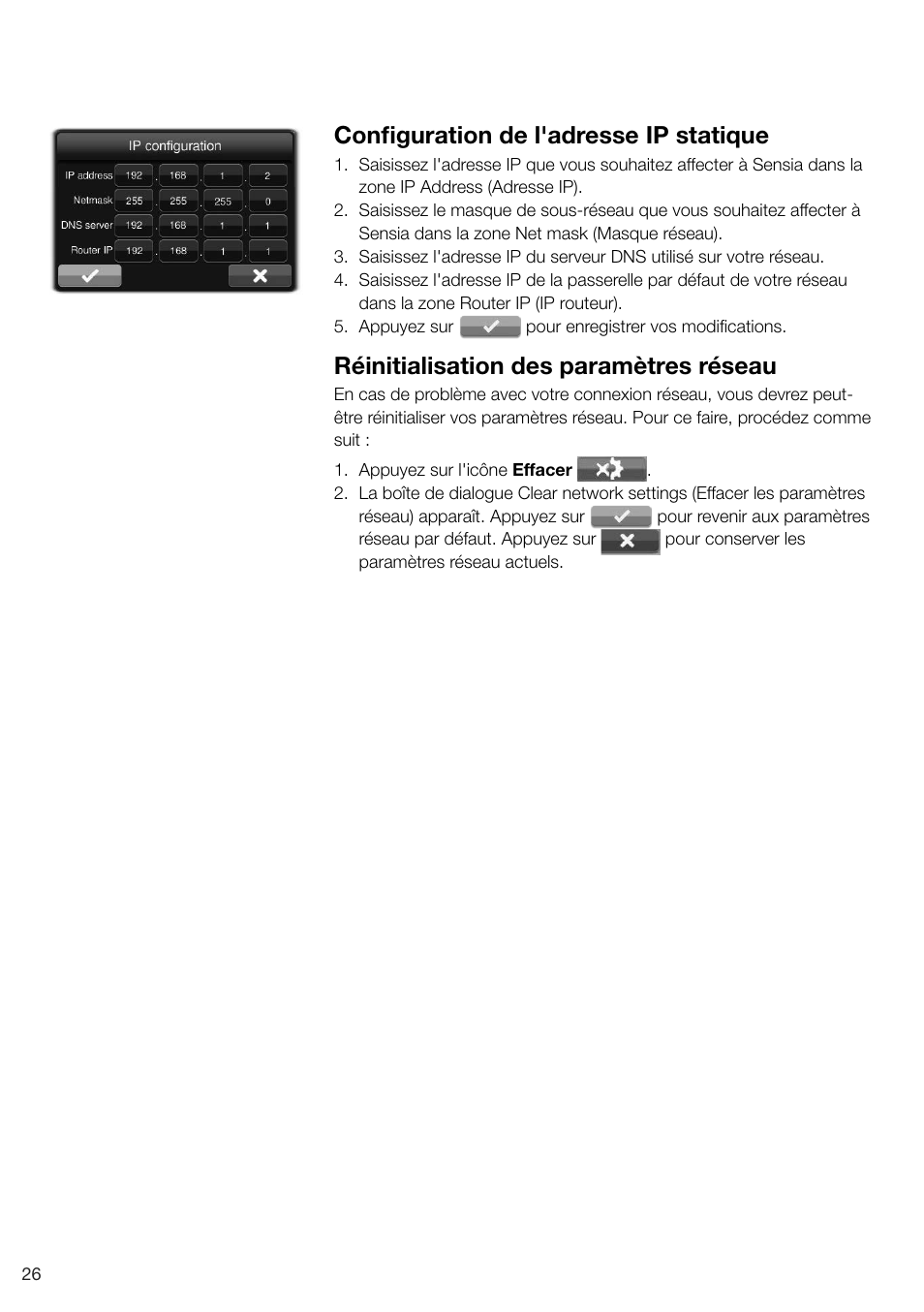 Configuration de l'adresse ip statique, Réinitialisation des paramètres réseau | Pure Sensia 200D Connect User Manual | Page 86 / 180