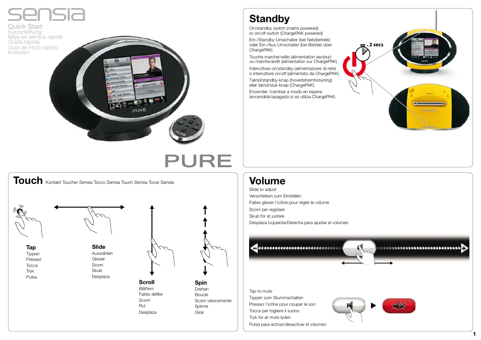 Pure Sensia - Quick Start Guide User Manual | 4 pages