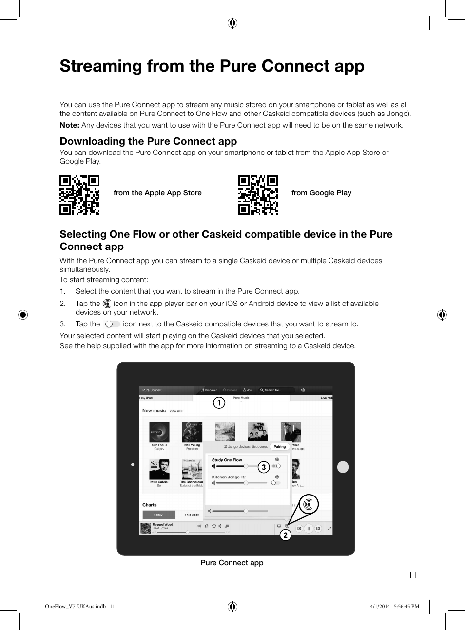 Streaming from the pure connect app, Downloading the pure connect app | Pure ONE Flow User Manual | Page 13 / 24