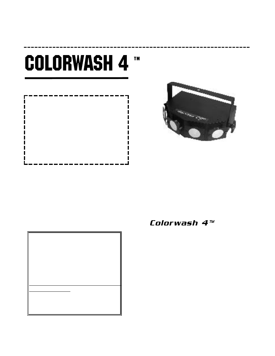American DJ Colorwash 4 User Manual | 1 page