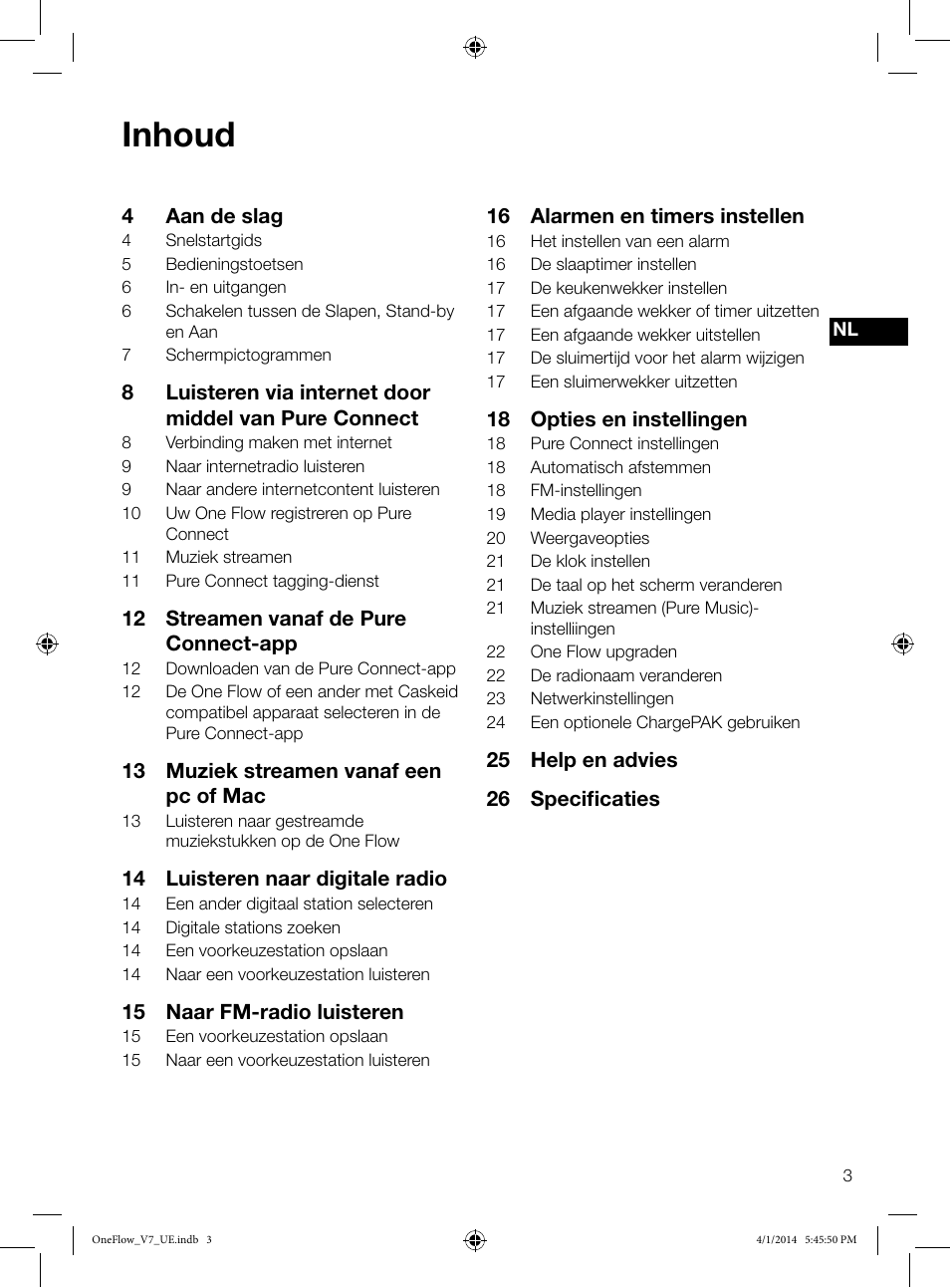 Inhoud | Pure ONE Flow User Manual | Page 105 / 132