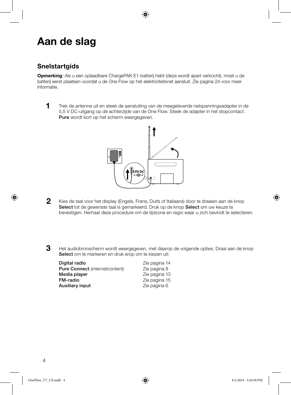 Aan de slag, Snelstartgids | Pure ONE Flow User Manual | Page 106 / 132