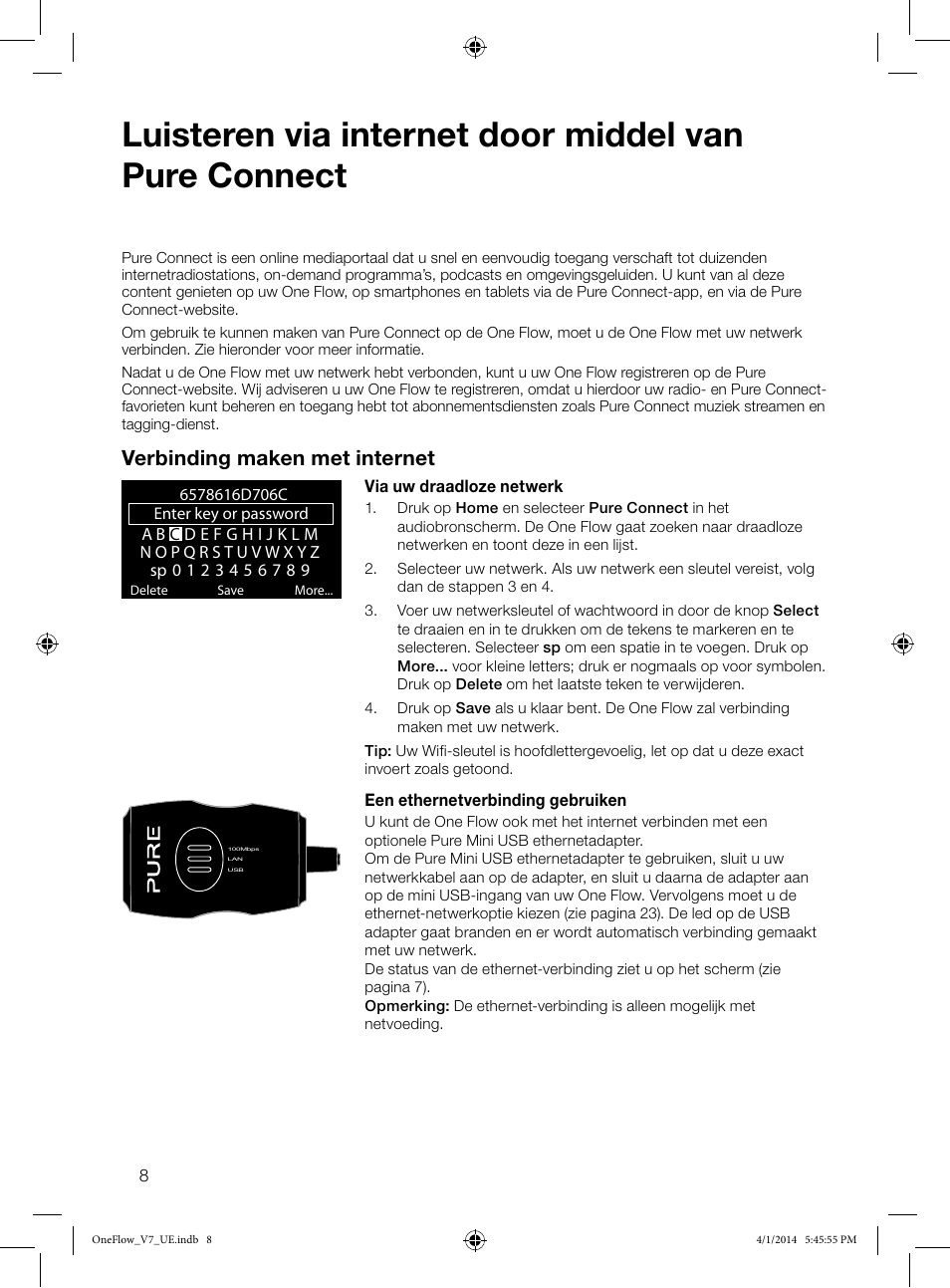 Verbinding maken met internet | Pure ONE Flow User Manual | Page 110 / 132