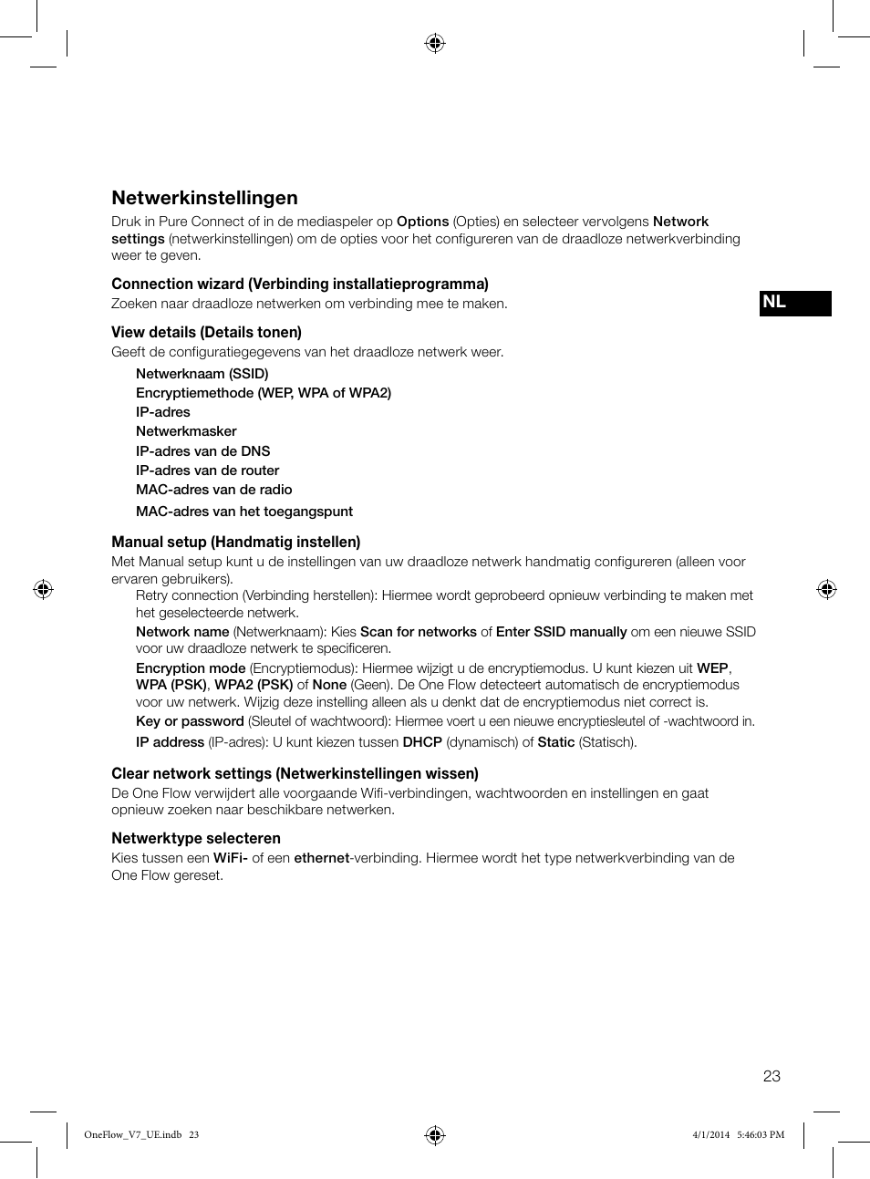 Netwerkinstellingen | Pure ONE Flow User Manual | Page 125 / 132