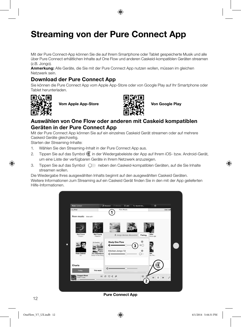 Streaming von der pure connect app, Download der pure connect app | Pure ONE Flow User Manual | Page 14 / 132