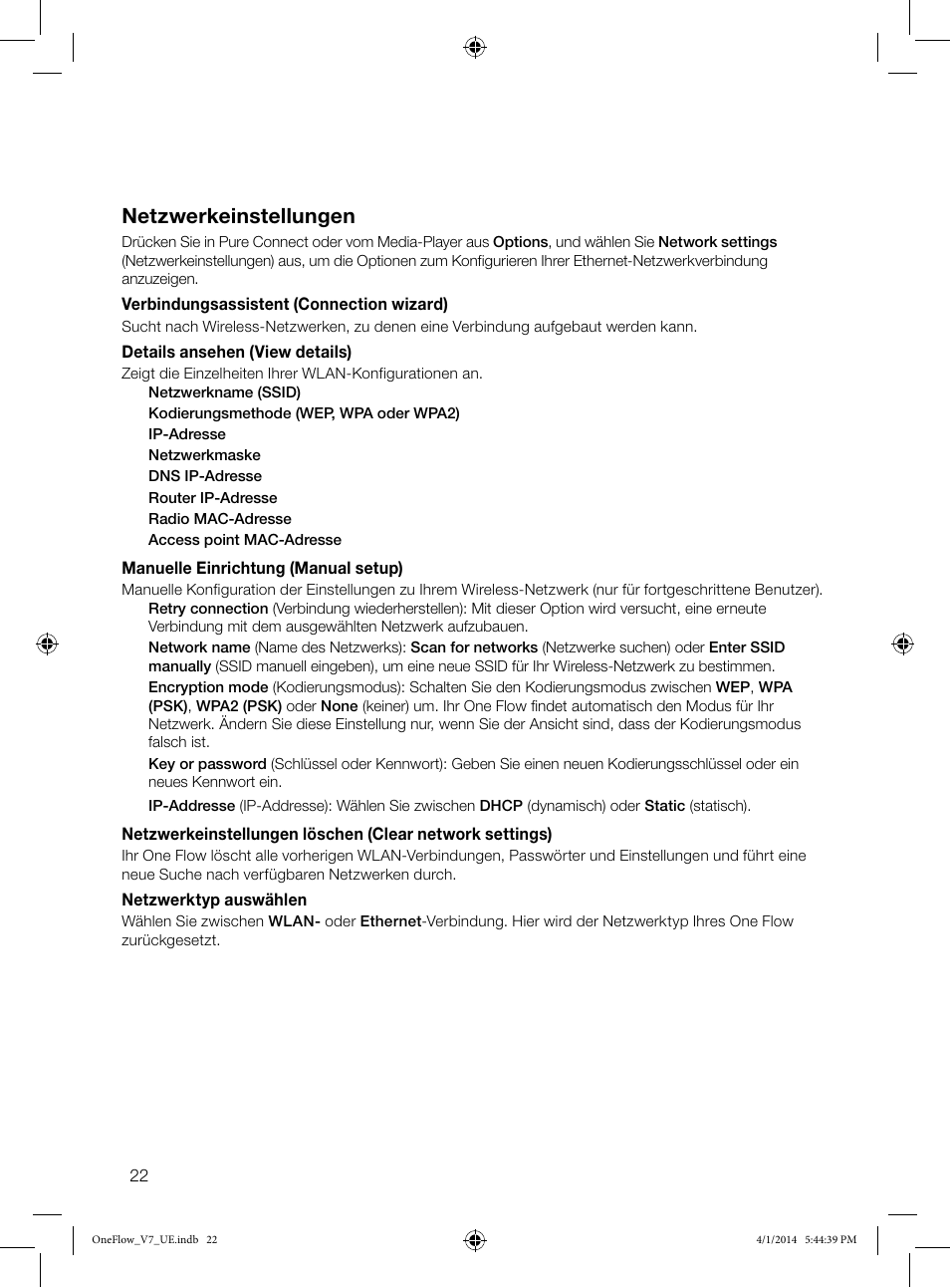 Netzwerkeinstellungen | Pure ONE Flow User Manual | Page 24 / 132