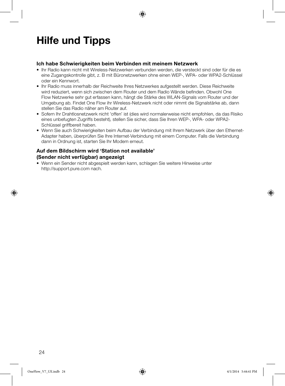 Hilfe und tipps | Pure ONE Flow User Manual | Page 26 / 132