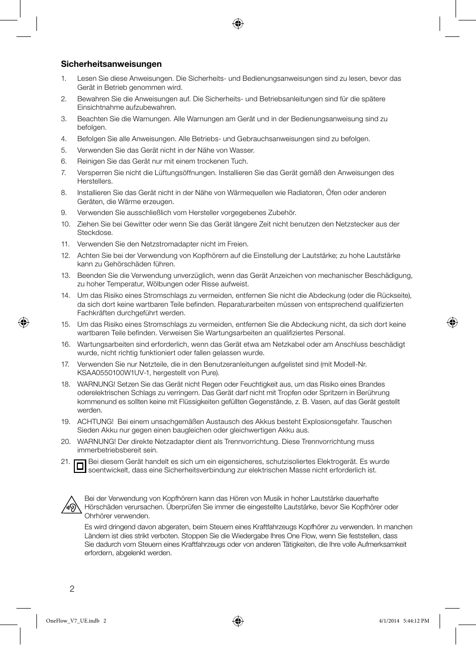 Pure ONE Flow User Manual | Page 4 / 132