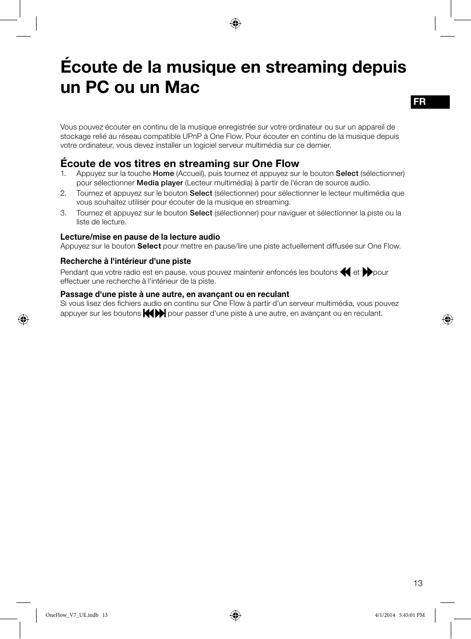 Écoute de vos titres en streaming sur one flow | Pure ONE Flow User Manual | Page 41 / 132