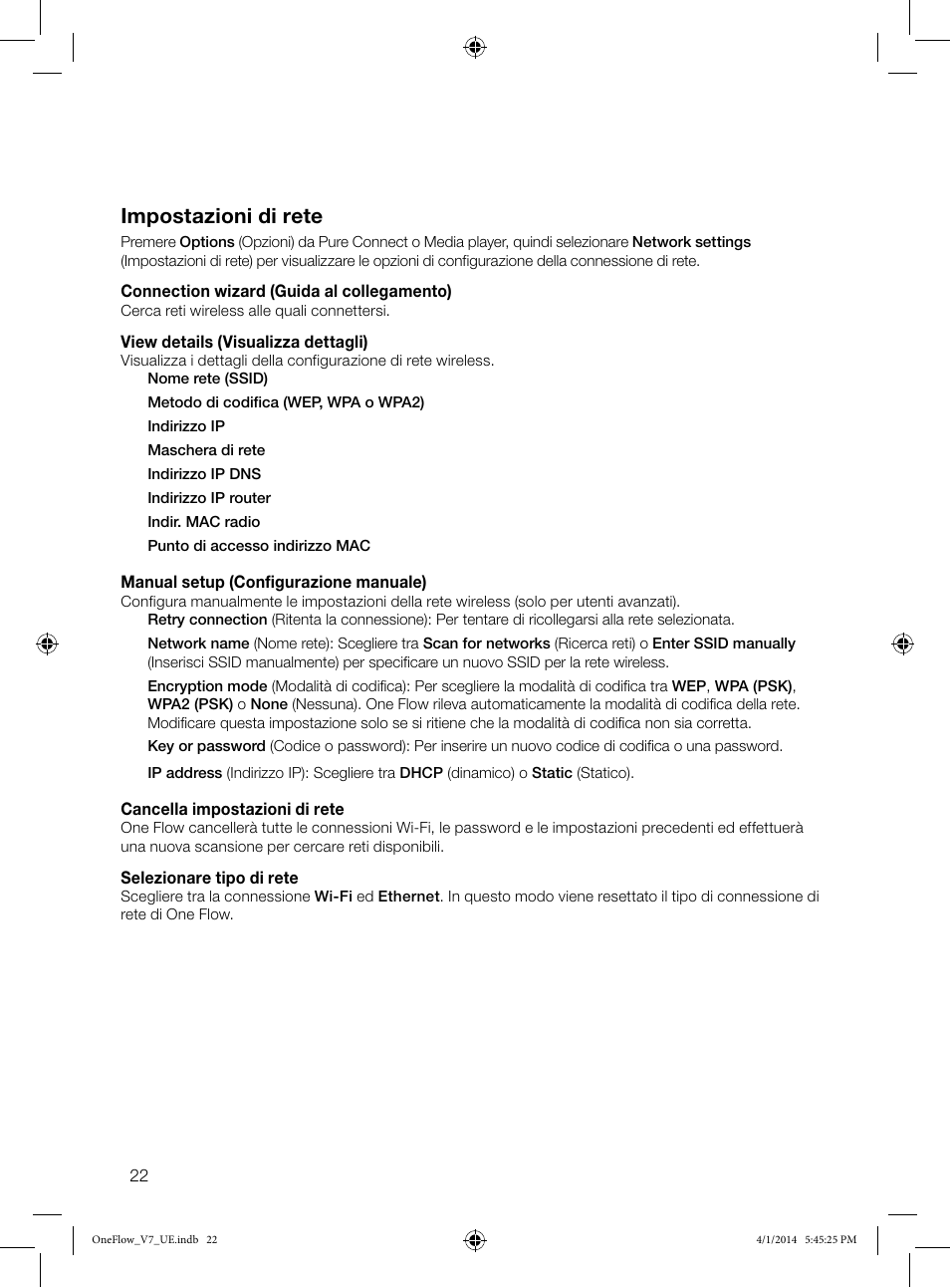 Impostazioni di rete | Pure ONE Flow User Manual | Page 76 / 132