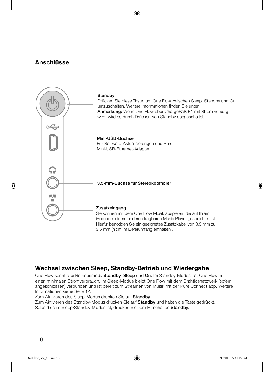 Anschlüsse | Pure ONE Flow User Manual | Page 8 / 132