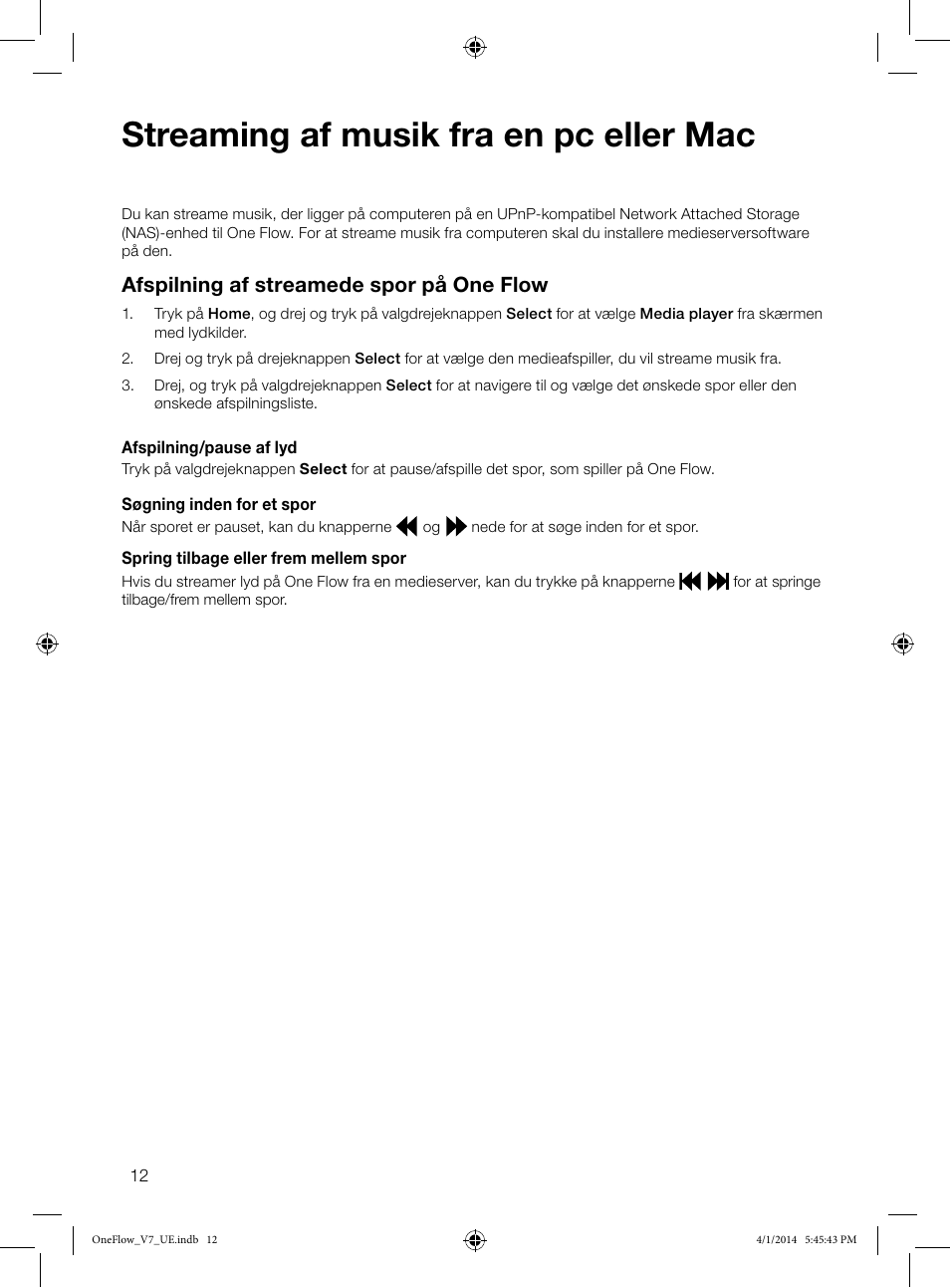 Streaming af musik fra en pc eller mac, Afspilning af streamede spor på one flow | Pure ONE Flow User Manual | Page 92 / 132