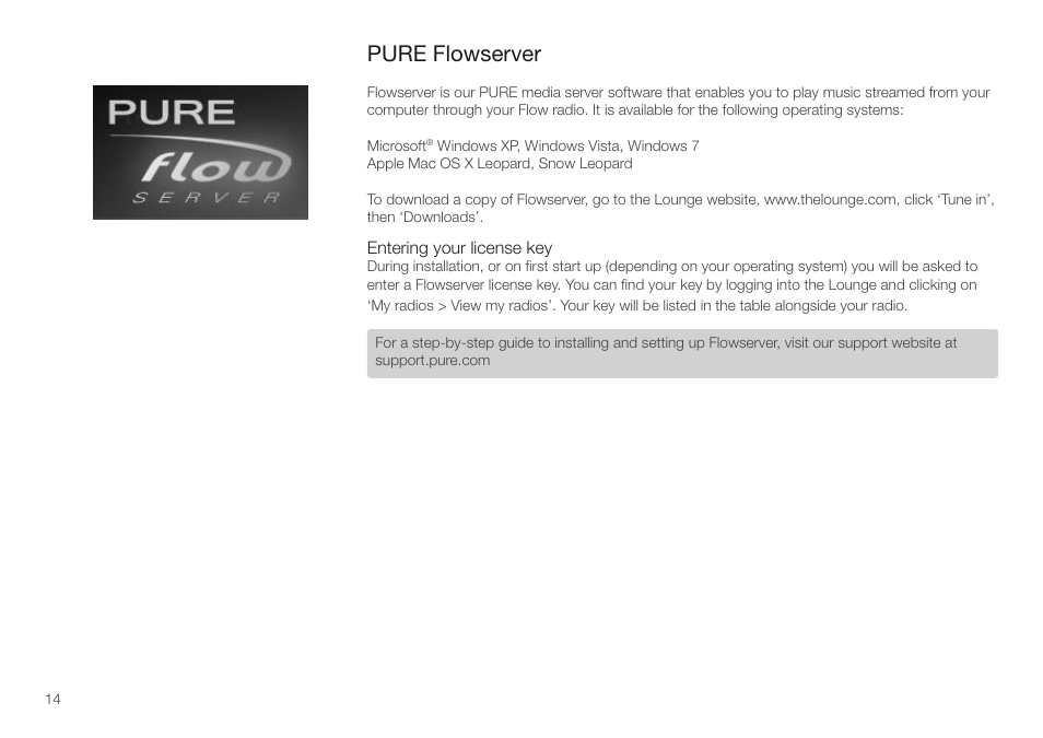 Pure flowserver | Pure Oasis Flow - User Guide User Manual | Page 14 / 20