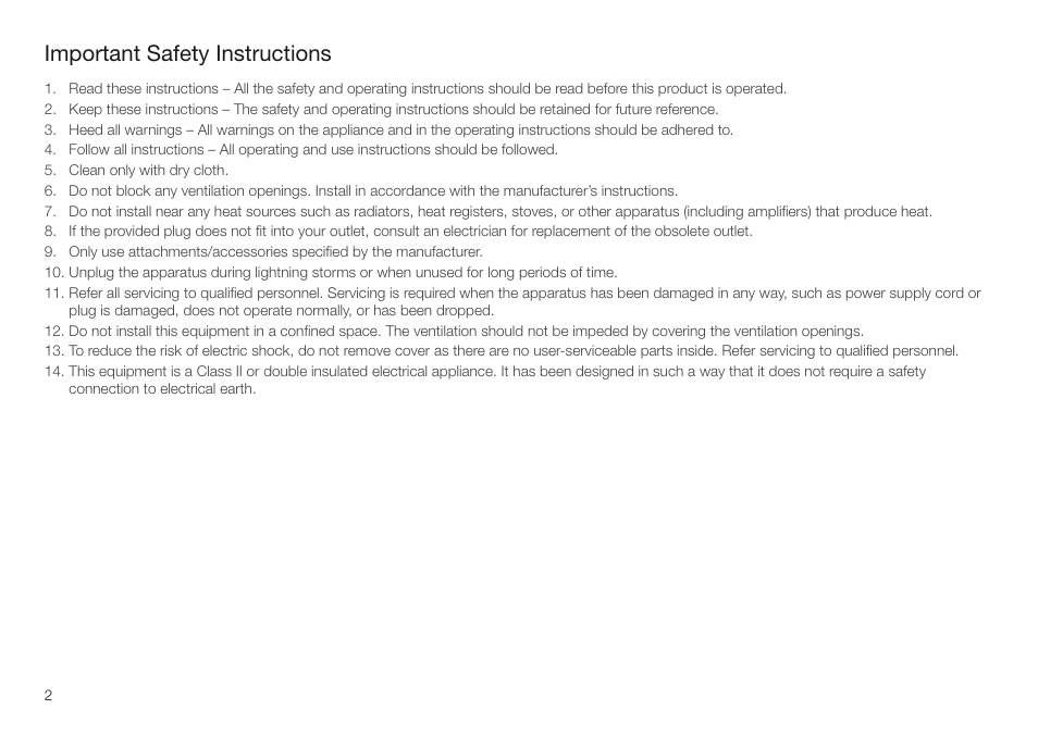 Safety instructions, Important safety instructions | Pure Oasis Flow - User Guide User Manual | Page 2 / 20