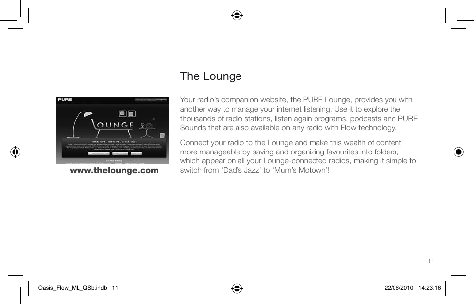 The lounge | Pure Oasis Flow - Quick Start Guide User Manual | Page 11 / 92