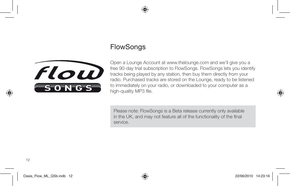 Flowsongs | Pure Oasis Flow - Quick Start Guide User Manual | Page 12 / 92