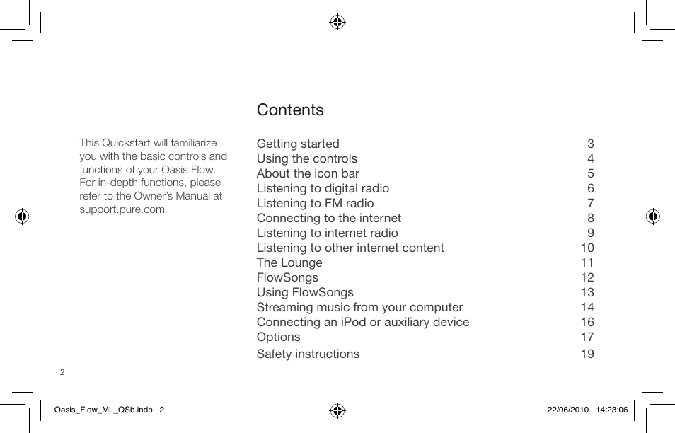 Pure Oasis Flow - Quick Start Guide User Manual | Page 2 / 92