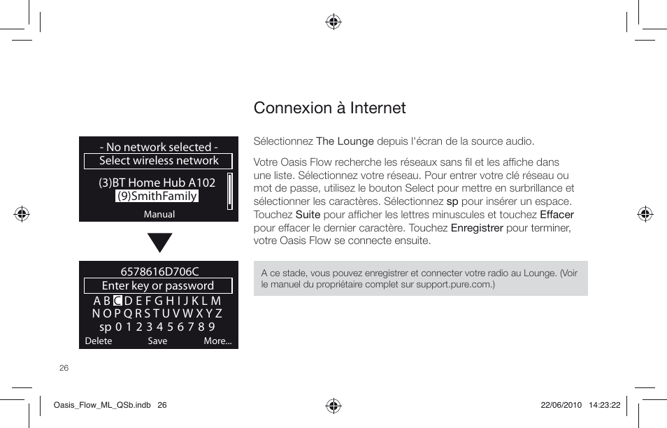 Connexion à internet | Pure Oasis Flow - Quick Start Guide User Manual | Page 26 / 92