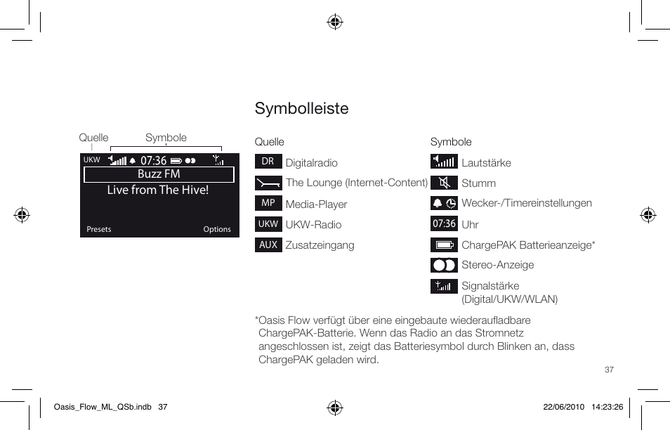 Symbolleiste | Pure Oasis Flow - Quick Start Guide User Manual | Page 37 / 92