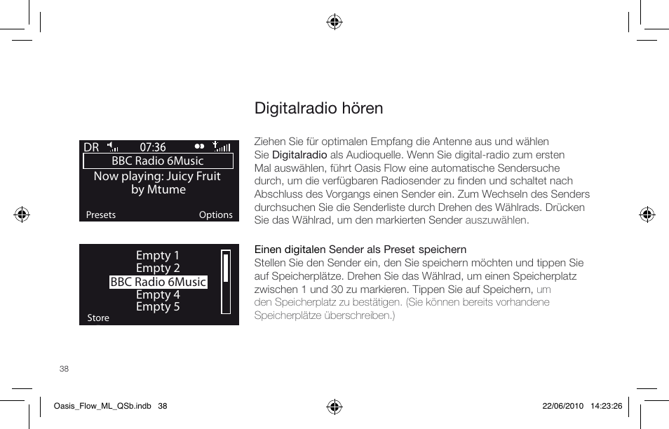 Digitalradio hören | Pure Oasis Flow - Quick Start Guide User Manual | Page 38 / 92