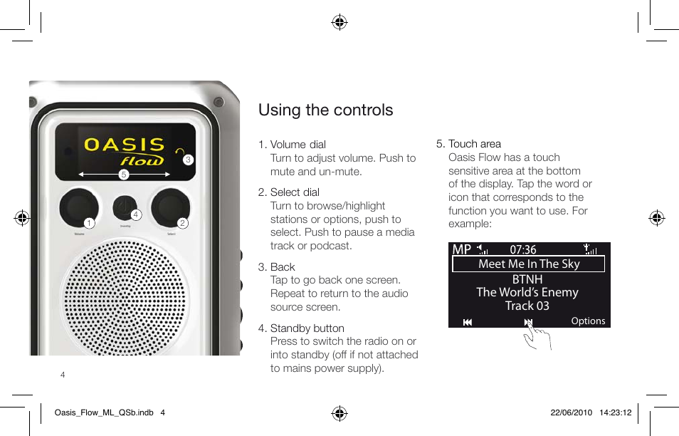Using the controls | Pure Oasis Flow - Quick Start Guide User Manual | Page 4 / 92