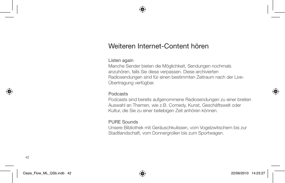Weiteren internet-content hören | Pure Oasis Flow - Quick Start Guide User Manual | Page 42 / 92